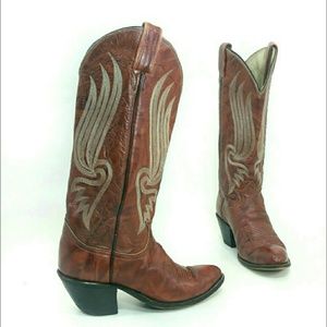 Tony Lama 5.5 Vintage Brown Leather Cowboy Boots